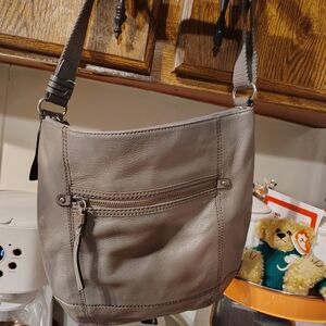 The Sak Gray Leather Crossbody Bag